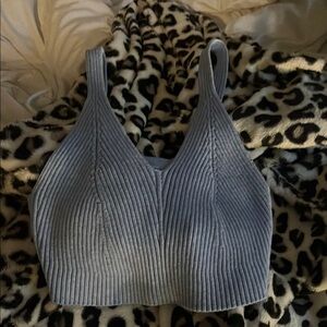 Blue Ribbed Women's Top